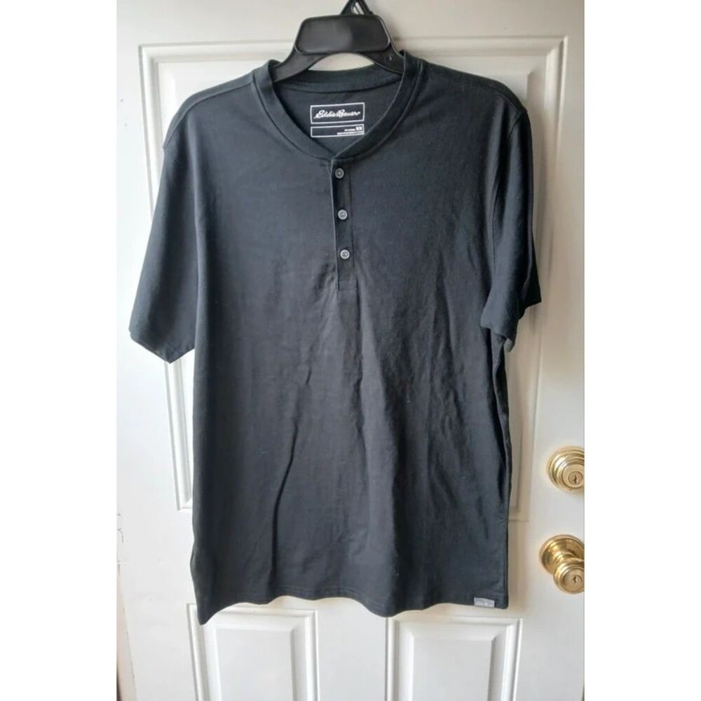 Eddie Bauer Black Short-Sleeve Henley Tee